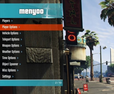 Menyoo Mod Menu open in GTA 5 single-player