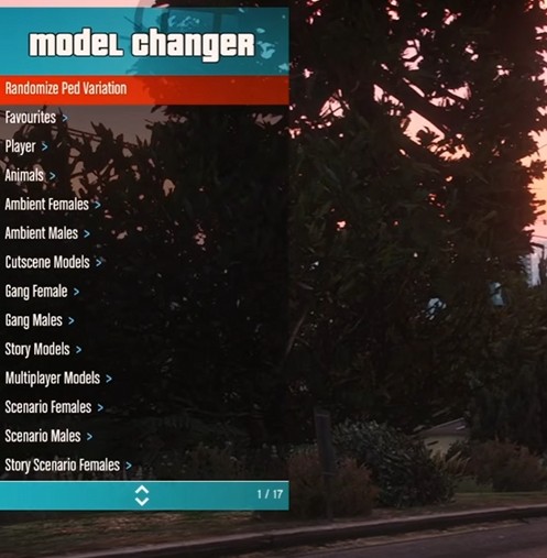 Menyoo Player Options menu in GTA 5